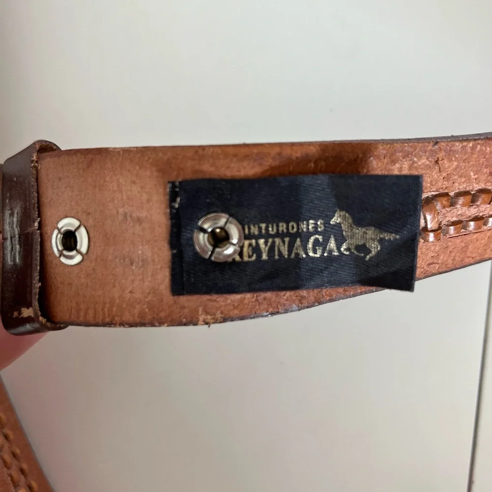 Cinturones Keynaga Brown Tooled Leather Belt With Braided Scorpion Design‎